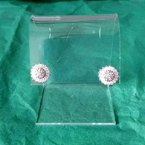 Round crystal sterling silver earring posts